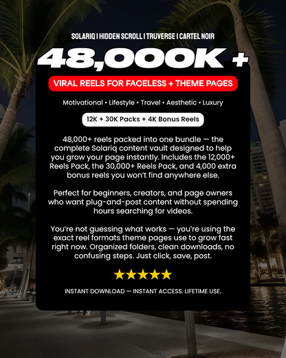 48,000+ Viral Reels Mega Bundle (12K + 30K + 4K Bonus Reels)