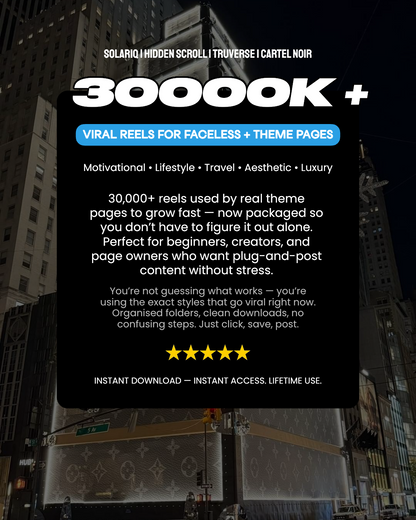 30,000k+ 4K Viral videos for Faceless & Theme Pages